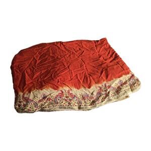 Gayatri Red Beige Ombre Peacock Paisley Silk Fabric Length 11 Yards 1" Width